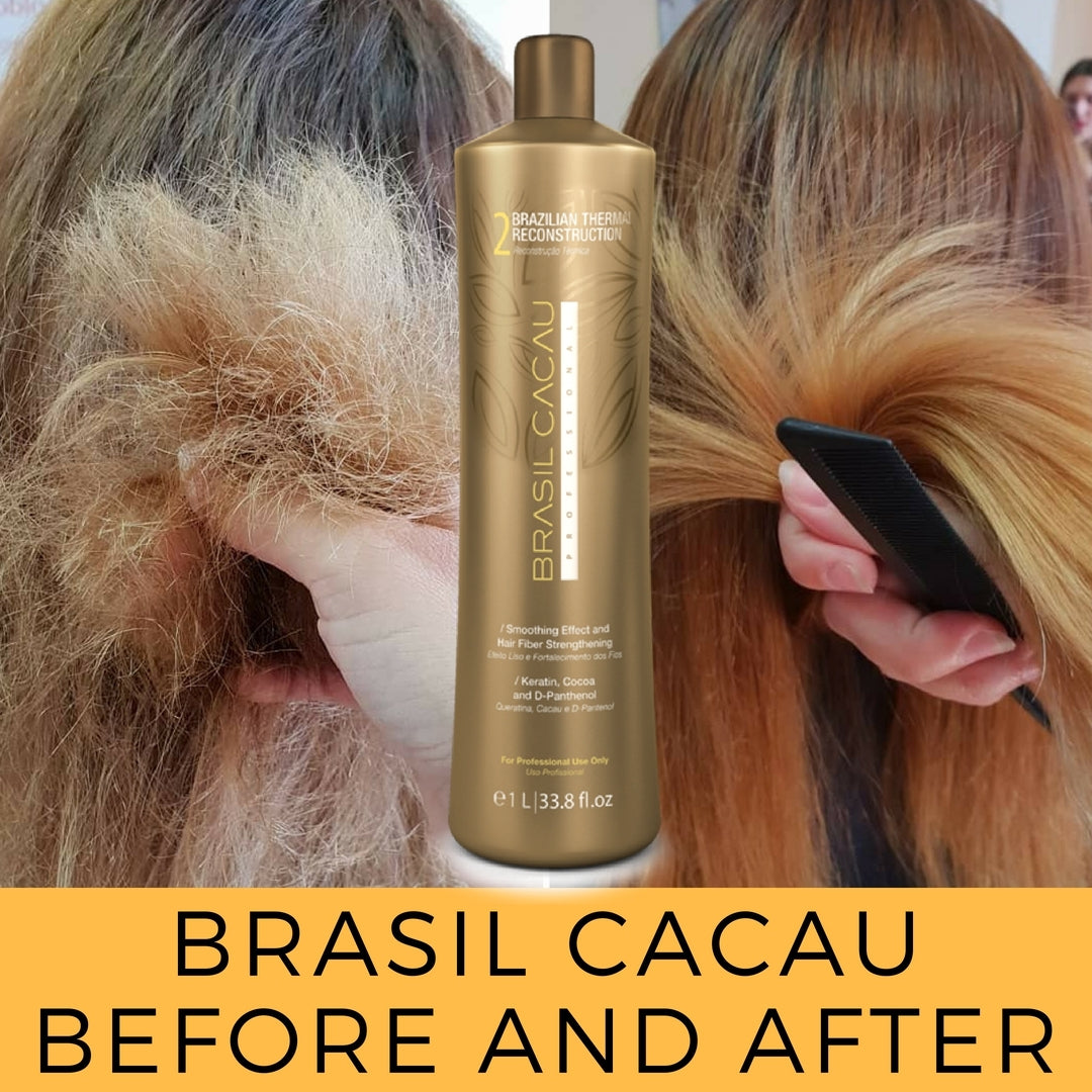 Brazilian Keratin Hair Treatment Smoothing Blowout Kit Cadiveu Brasil Cacau, 3 products 1L/33 fl.oz